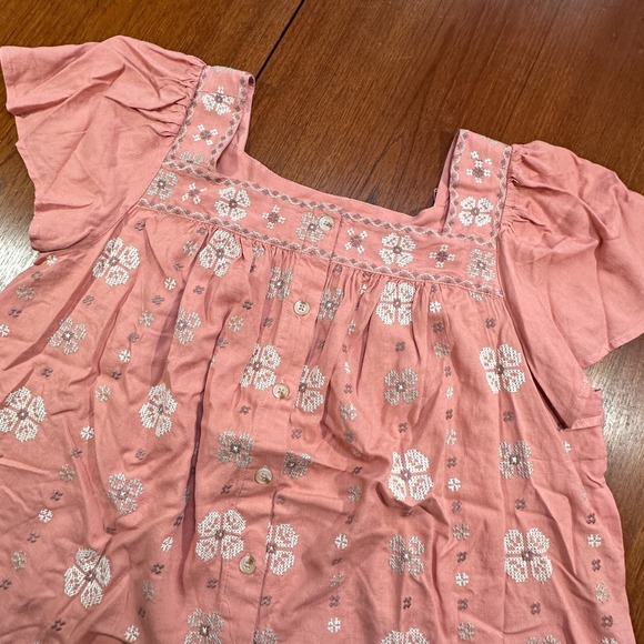 Torrid Linen Eyelet Tunic Embroidered Size XL Square Neck Flutter Boho Hippie - Picture 4 of 15